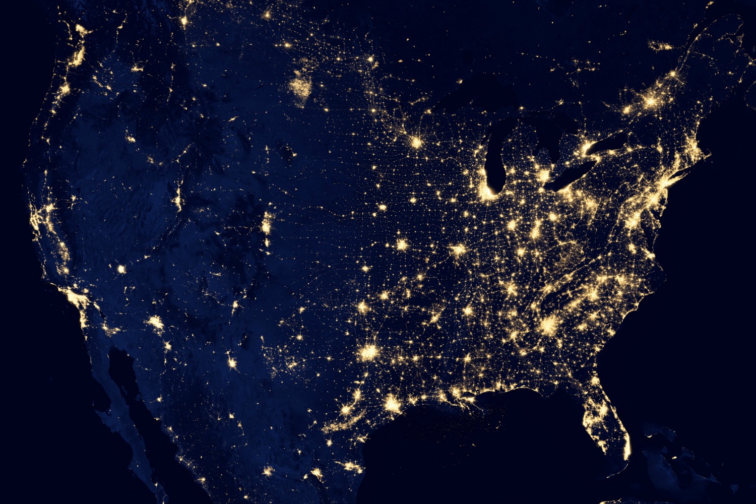 united states arial photo at night